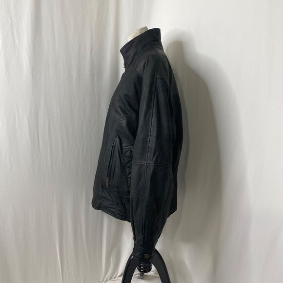 Men’s Large Leather Jacket Red Head Black Full Zip Pockets Outerwear Vintage Y2K - Picture 7 of 16